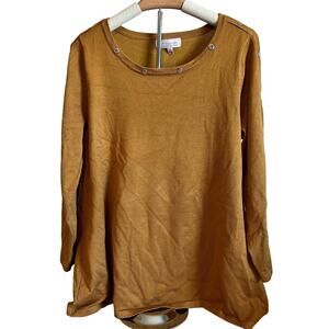 Philosophy Women's Plus Size Dark Gold Long Sleeve Knit Top - Size 1X - NWT